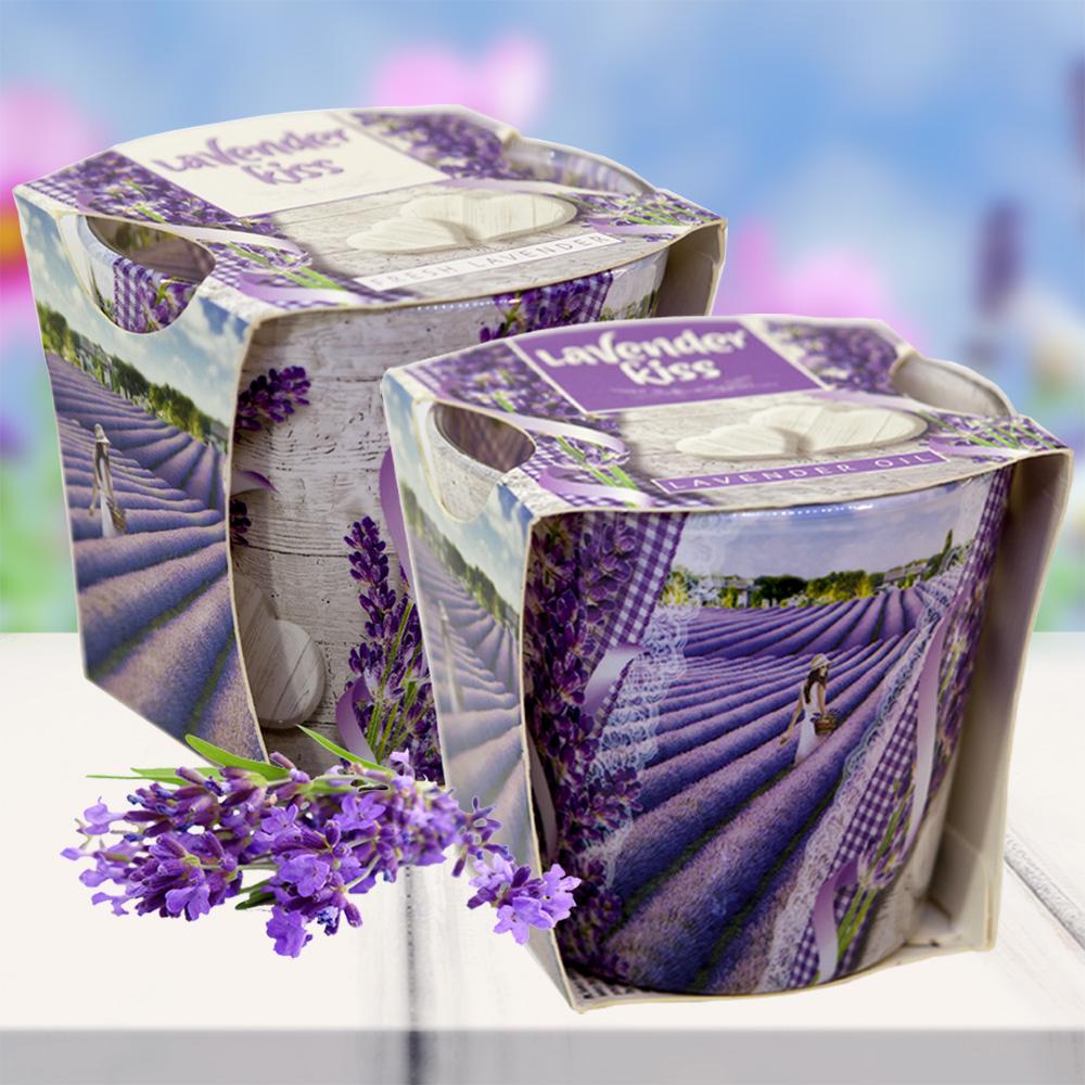 Combo 2 ly nến thơm tinh dầu Bartek Lavender Kiss 115g - nụ hoa oải hương, nến trang trí, thơm phòng, thư giãn, khử mùi