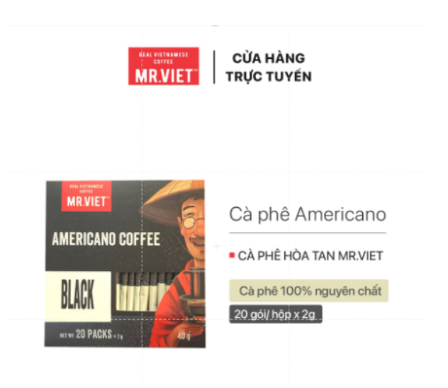 Cà Phê Hòa Tan Đen Mr.viet 20 Gói X 2G