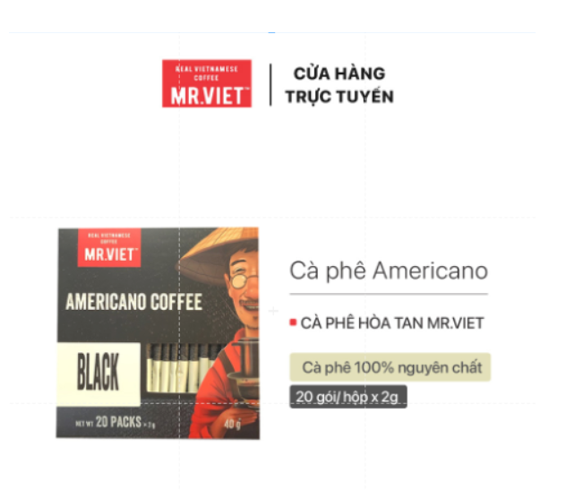 Cà Phê Hòa Tan Đen MR.VIET (20 gói x 2g)