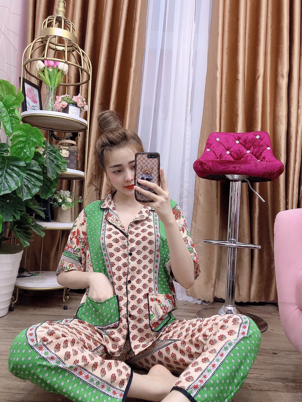 Đồ bộ dài nữ pijama mặc nhà tiểu thư big size dưới 57kg tay cánh dơi quần dài vải lụa hàn mềm mịn nhiều màu dễ thương