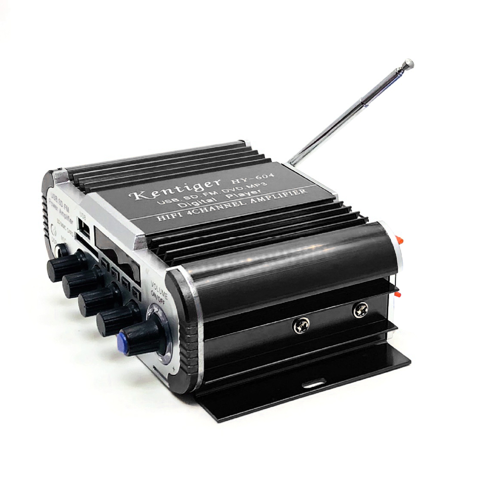 Bộ khuếch đại công suất HY604 Hi-Fi nhỏ 4-CH Loa siêu trầm Máy nghe nhạc âm thanh nổi trên ô tô Xe máy