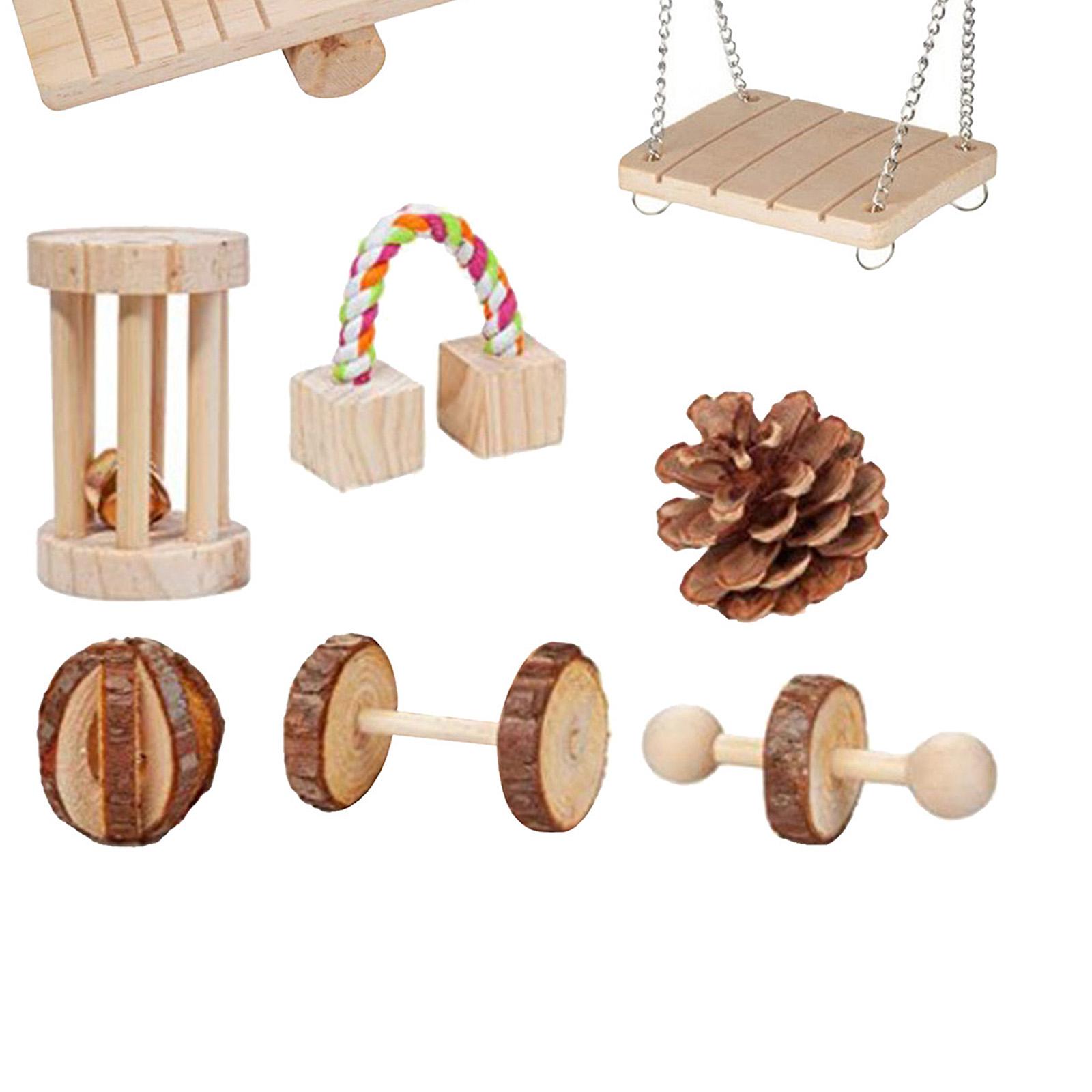 10pcs Wooden Hamster Chew Toy Gerbil Rat Guinea Pig Chinchilla Unicycle
