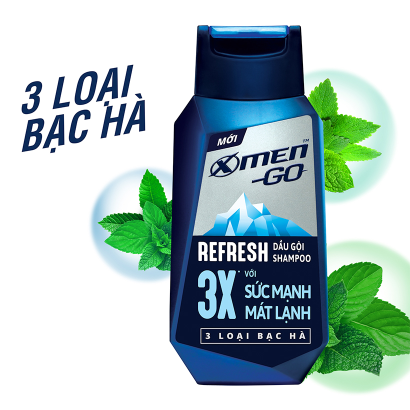 Dầu gội X-Men Go REFRESH 3 Loại Bạc Hà 370G