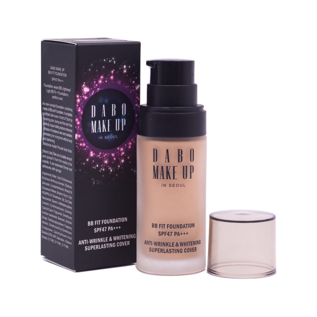 Combo Kem nền trang điểm cho mọi loại da cao cấp Hàn Quốc Dabo Make Up BB Fit Foundation (30ml) + tặng Bông phấn trang điểm đa năng cao cấp Hàn Quốc Aroma 4 miếng