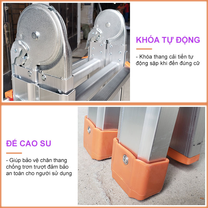 Thang nhôm trượt đa năng, khóa tự động, nhiều tư thế sử dụng, Hàng chính hãng NIKITA AM03