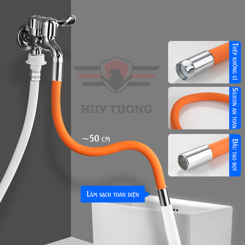 Vòi nước nối dài uốn cong 360 độ chống tung tóe nước có thể xoay 360 độ tiện dụng cho nhà bếp