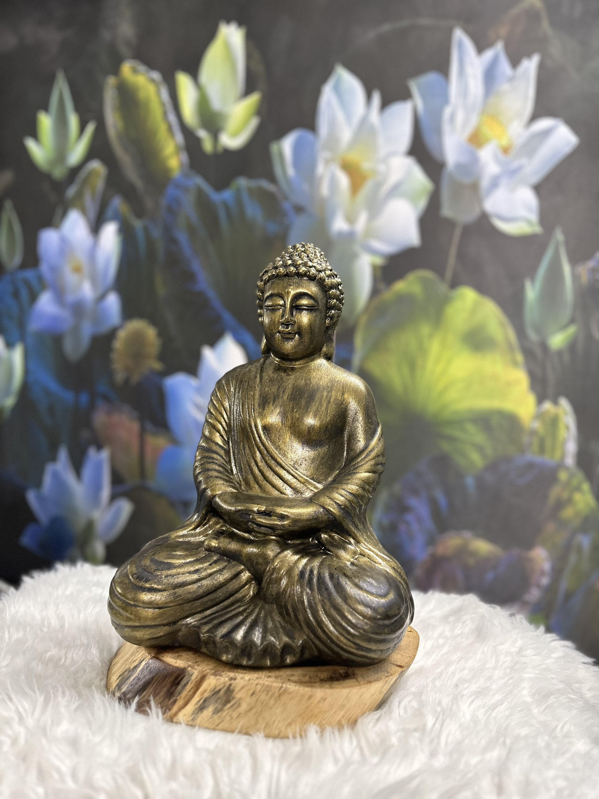 Tượng Phật Gốm Bát Tràng A Di Đà Ban Phước Lành Ngồi Thiền, Dùng Cho Ban Thờ Phật, Trang Trí Sân Vườn Tiểu Cảnh