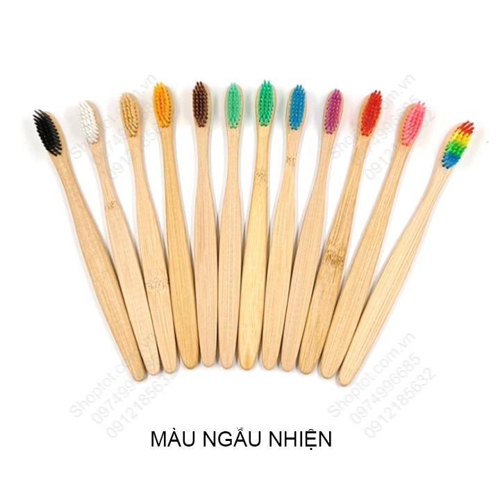 Bàn chải đánh răng bằng tre tự nhiên cho người lớn, bộ 5 cái hoặc 10 cái tùy chọn