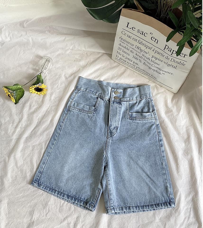 Quần short jean ngố nữ túi kiểu