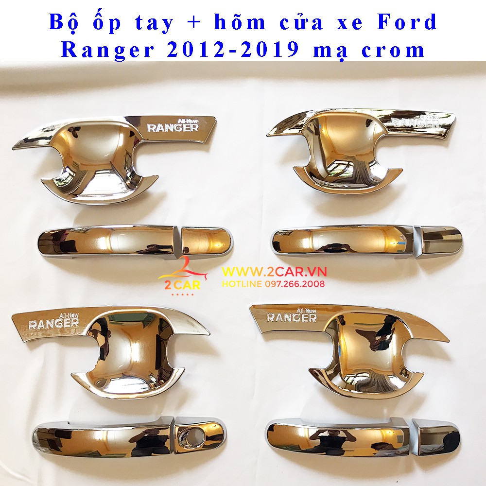Ốp tay nắm, hõm cửa xe Ford Ranger 2015 - 2021 mạ crom