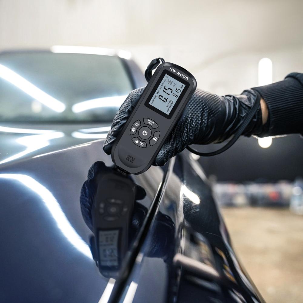0-2000UM Thickness Gauge High Precise LCD Digital Automobile Film Thickness Meter Car Paint Coating Thickness Tester Three Probe Modes Units Switching with Data Statistical Zeroing Calibration and Automatic Shutdown Function