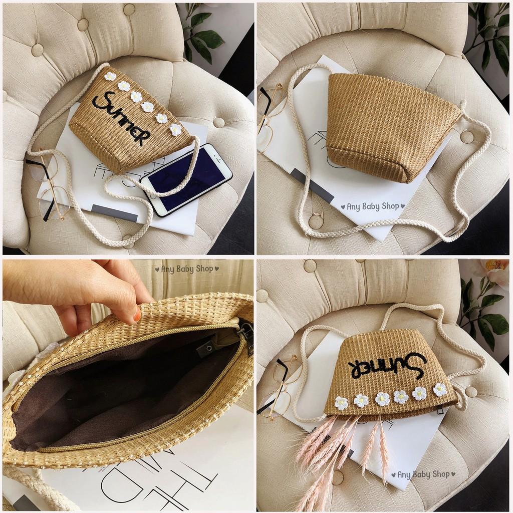 Túi cói size đại đi chơi ,dạo phố ,đi biển hoa cúc SUMMER 2 màu cực xinh