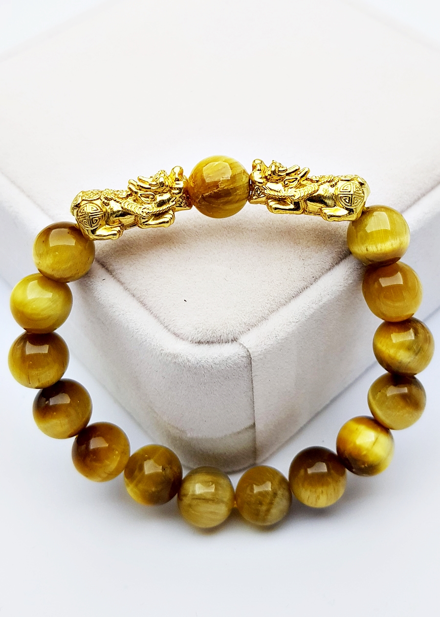 Vòng Tay Tỳ Hưu Đá Opal Mắt Hổ Vàng Tự Nhiên 10mm