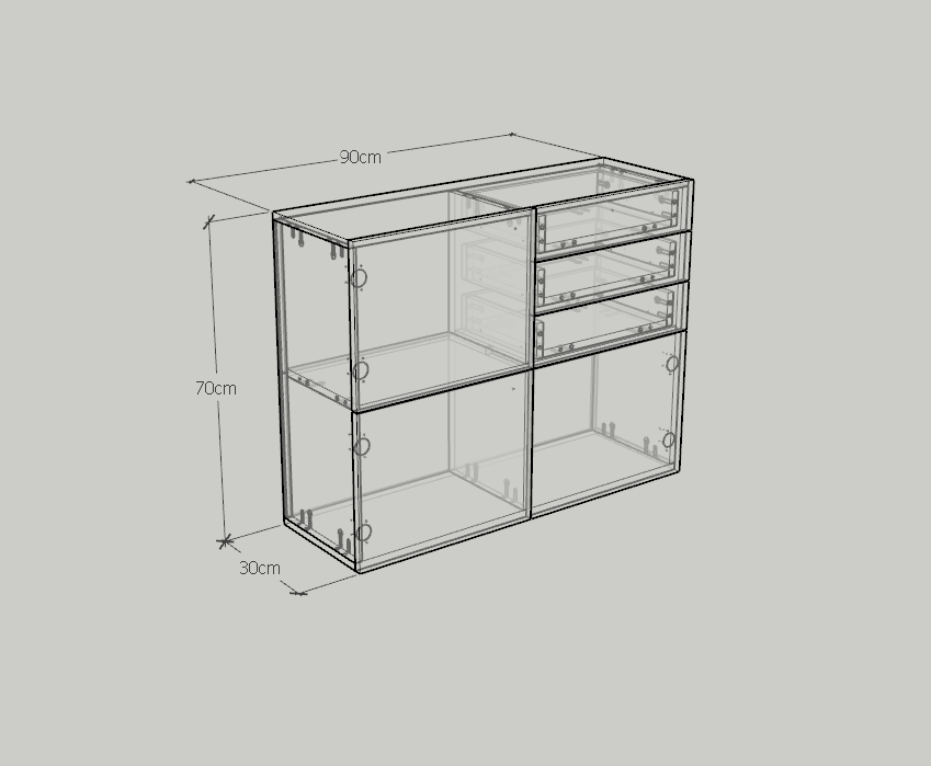 [Happy Home Furniture] WESLEY, Tủ đựng đồ 3 ngăn kéo- 3 ngăn cửa mở,  90cm x 30cm x 70cm ( DxRxC), TCM_017