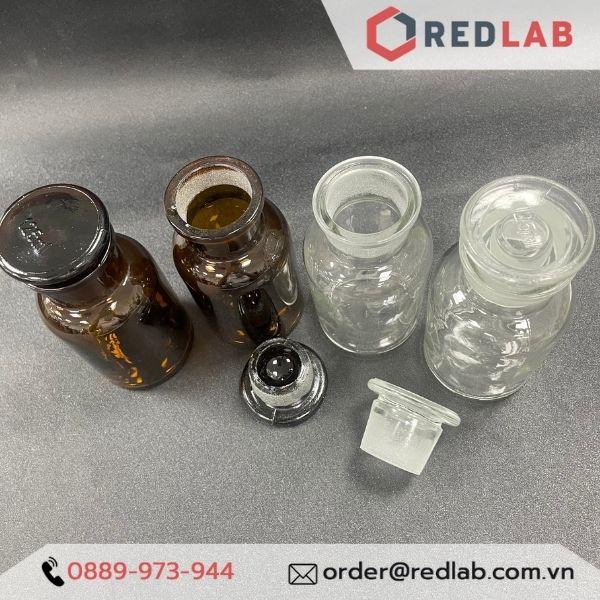 Chai lọ thuỷ tinh trắng / nâu 125ml, nắp đậy mài, miệng rộng / miệng hẹp ONELAB, đựng hóa chất, dược liệu, mỹ phẩm