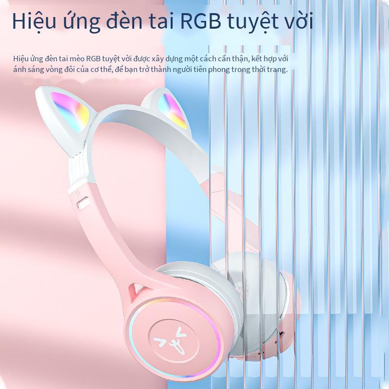 Giá thấp nhất tai nghe trẻ em mới tai nghe máy tính gắn trên đầu tai mèo trò chơi cuộc gọi tai nghe lớp học trực tuyến miễn phí miếng dán dễ thương