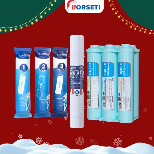 Bộ 10 lõi lọc nước Karofi bộ lõi lọc thô 123, màng RO 100 Mỹ và bộ hiệu suất HP6.2 dành cho máy lọc nước Karofi model KAQ-U95 - Hàng chính hãng