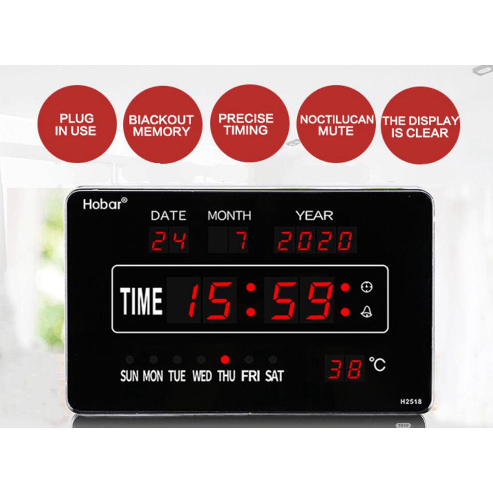 24 Hours Display LED Digital Alarm Clock Display Bedside Clock Easy to Read, Show Indoor Temperature