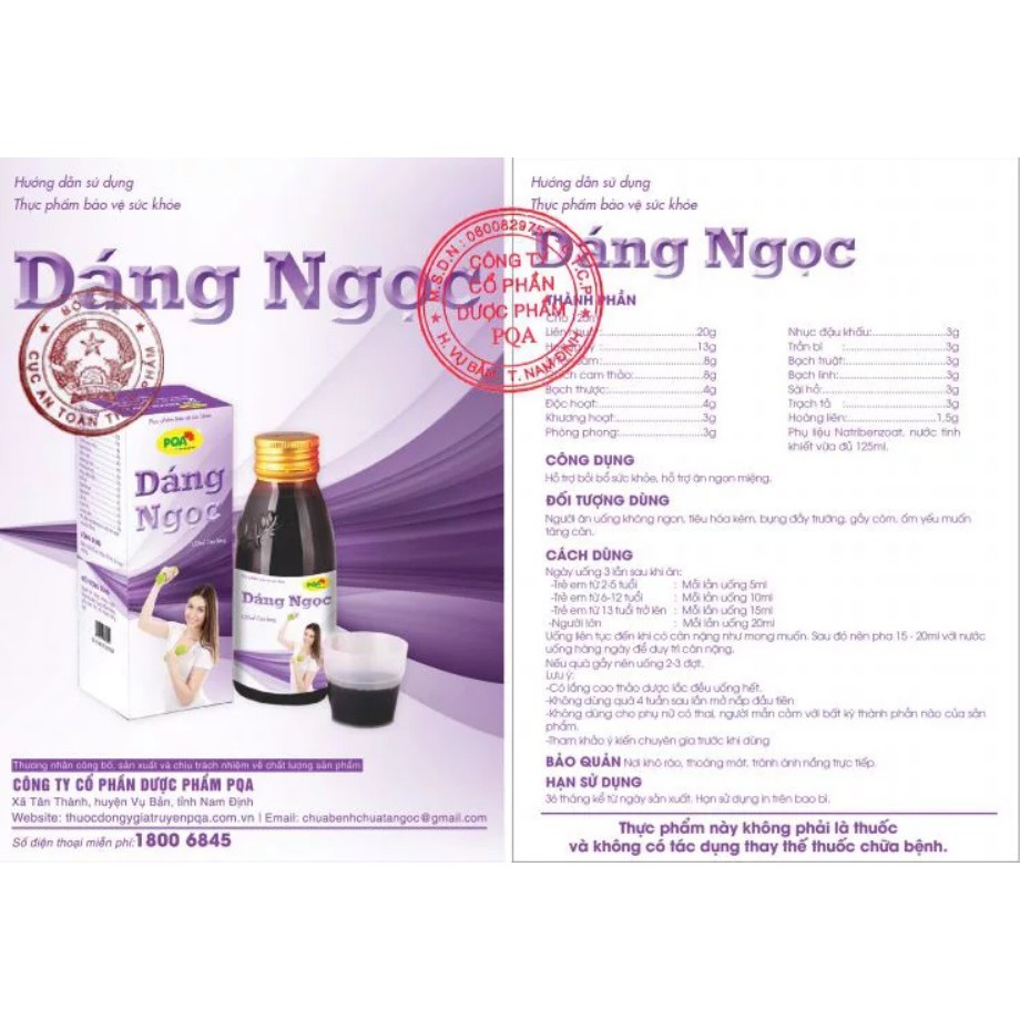 Dáng Ngọc PQA Thành Phần Từ Thiên Nhiên Hỗ Trợ Ăn Ngon Miệng, Bồi Bổ Sức Khỏe Hộp 125ml