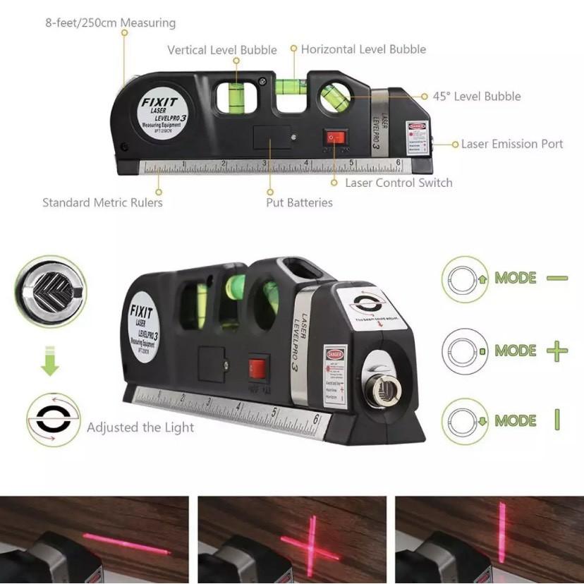 Thước thủy laser - Thước đo khoảng cách bằng laser - máy đo khoảng cách laser cầm tay giá rẻ PRO 3(Đen)