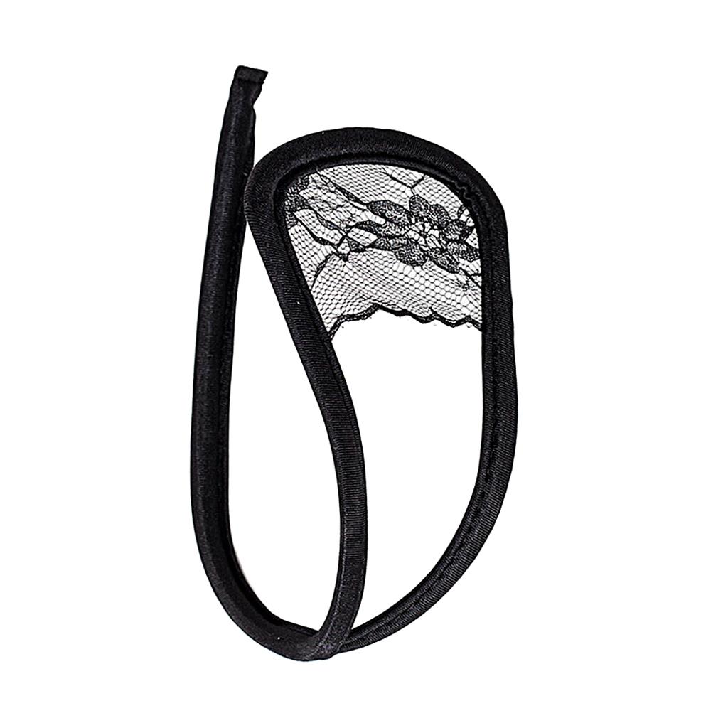 Mens Sexy Soft Lace C String Thong Invisible Underwear Panties Briefs Black