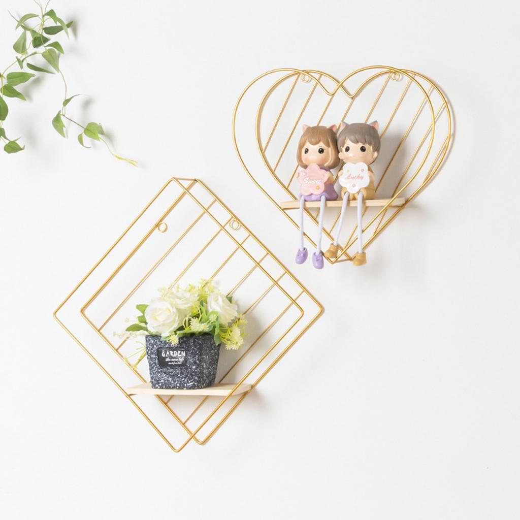 Iron Wall Floating Shelves Bathroom Bedroom Office Decor Black Rectangle