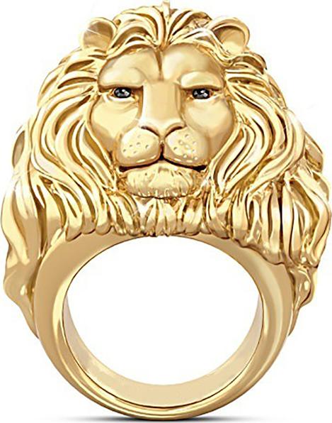 Nhẫn nam titan mạ vàng 24k hình sư tử