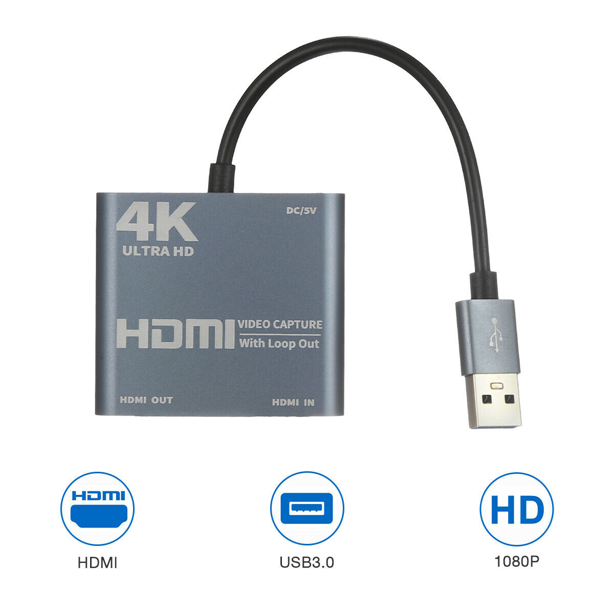 ROGTZ Capture Video Card Chuyển đổi HDMI sang USB 3.0 Để Live Stream Cho Điện Thoại/Máy Ảnh/PS4/ XBOX/Máy Tính - Hàng Nhập Khẩu