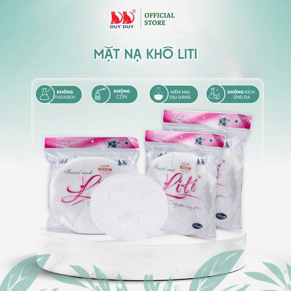 Mặt nạ khô Liti vải rayon mềm mịn 100 miếng (21x23cm) không hóa chất chuyên chăm sóc da mặt