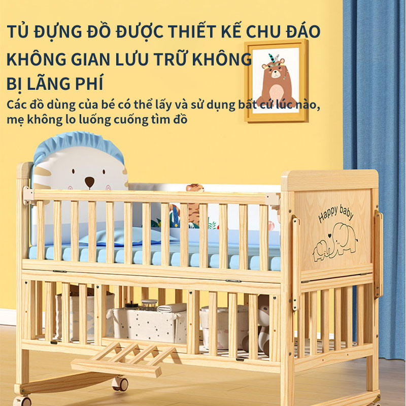 Cũi cho trẻ sơ sinh đa năng，Bàn học sinh，Kệ để đồ ，Có thể gấp gọn lại, dễ dàng di chuyển, cất giữ 