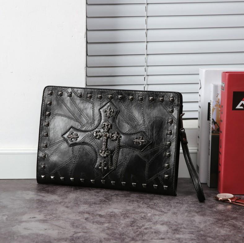 Personalized Rivet Crucifix Clutch Coin Purses & Pouches - Black