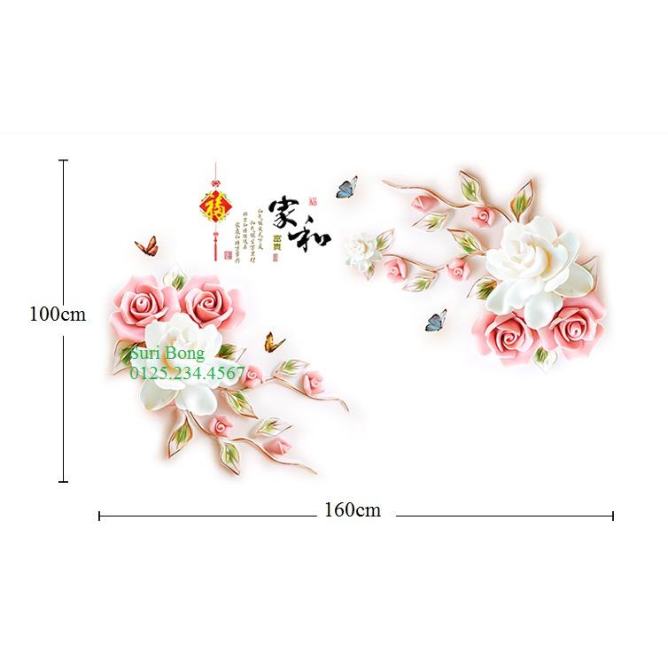 Decal dán tường Hoa hồng 3D