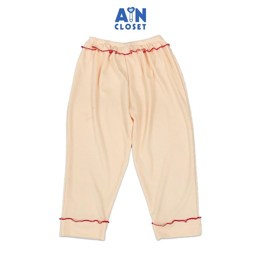 Quần Legging dài bé gái họa tiết Gân Hồng Nude Thun cotton - AICDBGSLWZ8D - AIN Closet