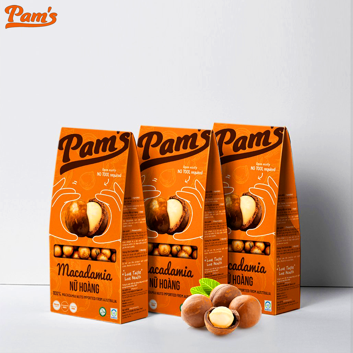 COMBO 2 Maccadamia Nữ Hoàng Nhập Khẩu Úc Pam's(250g) - Tách Tay, Sấy Chín Thơm Ngon