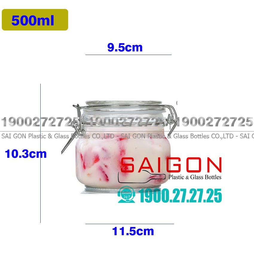 Hũ Thủy Tinh Vuông Nắp Cài Thép 500ml , 750ml , 1000ml | Tùy Chọn Dung Tích