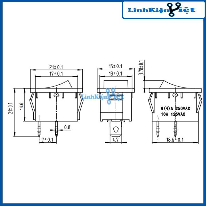 Công Tắc Bập Bênh KCD1-101 6A 250V 2P