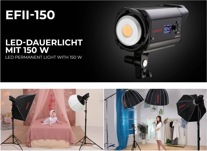 Bộ 2 đèn LED studio EFII-150 Jinbei Hàng chính hãng