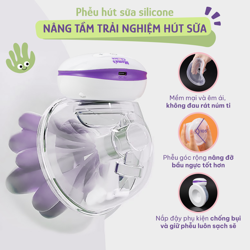 Máy Hút Sữa Không Dây Mama's Choice, Vắt Sữa Rảnh Tay Mọi Lúc Mọi Nơi, Pin Sạc Tiện Lợi, BH 1 Đổi 1 Mới 12 Tháng - 1 Máy