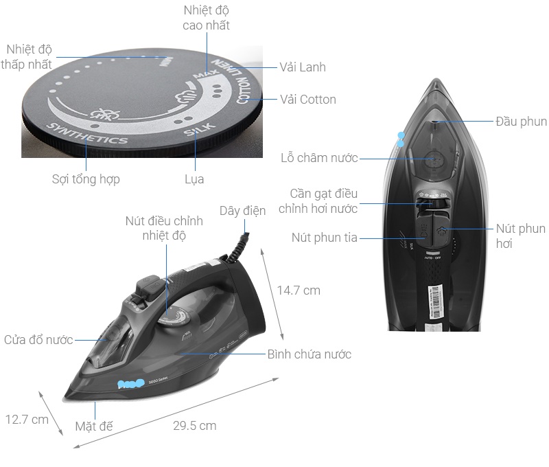 Bàn ủi hơi nước Phi.lips DST5040/80 Hàng chính hãng