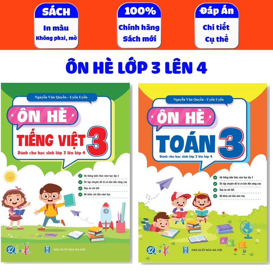 Combo Ôn Hè Toán và Tiếng Việt 3 - Dành cho học sinh lớp 3 lên lớp 4 (2 cuốn)