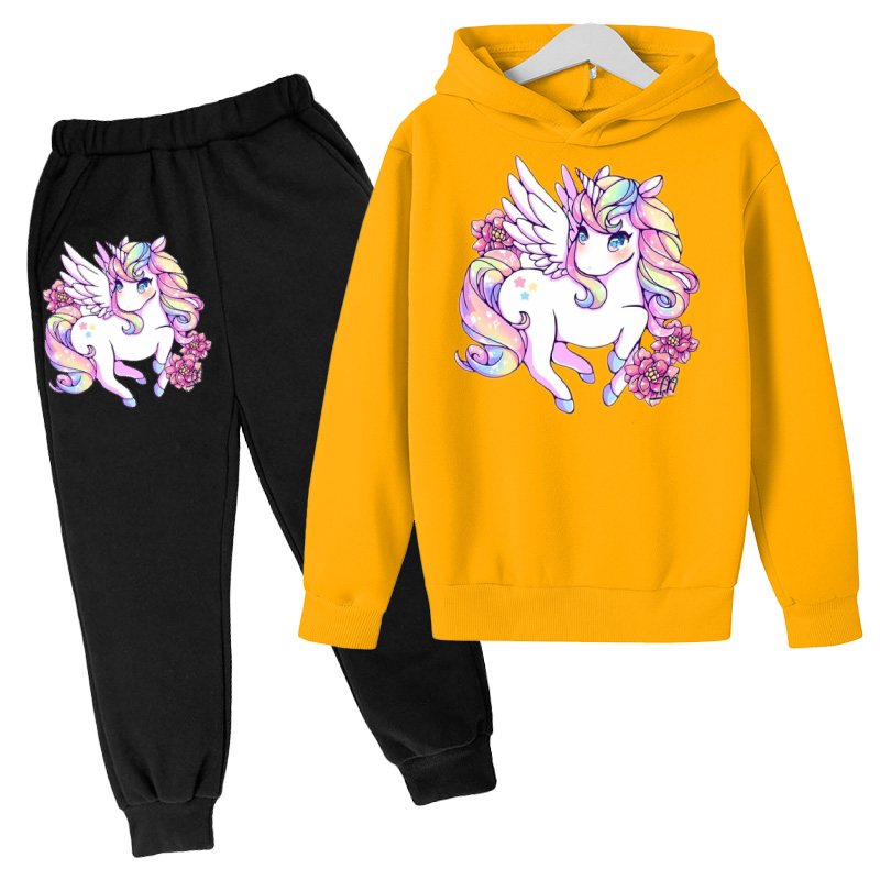 Kỳ Lân Áo Hoodie Động Vật Hoodie Game Áo Hoodie Bộ Thu Trẻ Em Áo + Quần 2 Bộ Teen Nữ Dễ Thương áo Hoodie 4-14 Tuổi