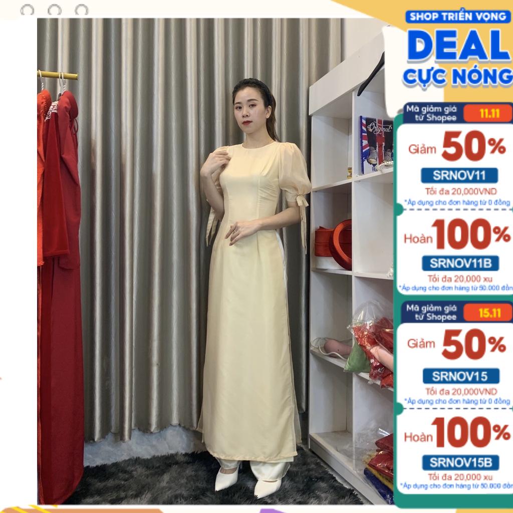 ÁO DÀI TƠ CÁCH TÂN TƠ ÓNG LÓT LỤA TÔNG MÀU DA