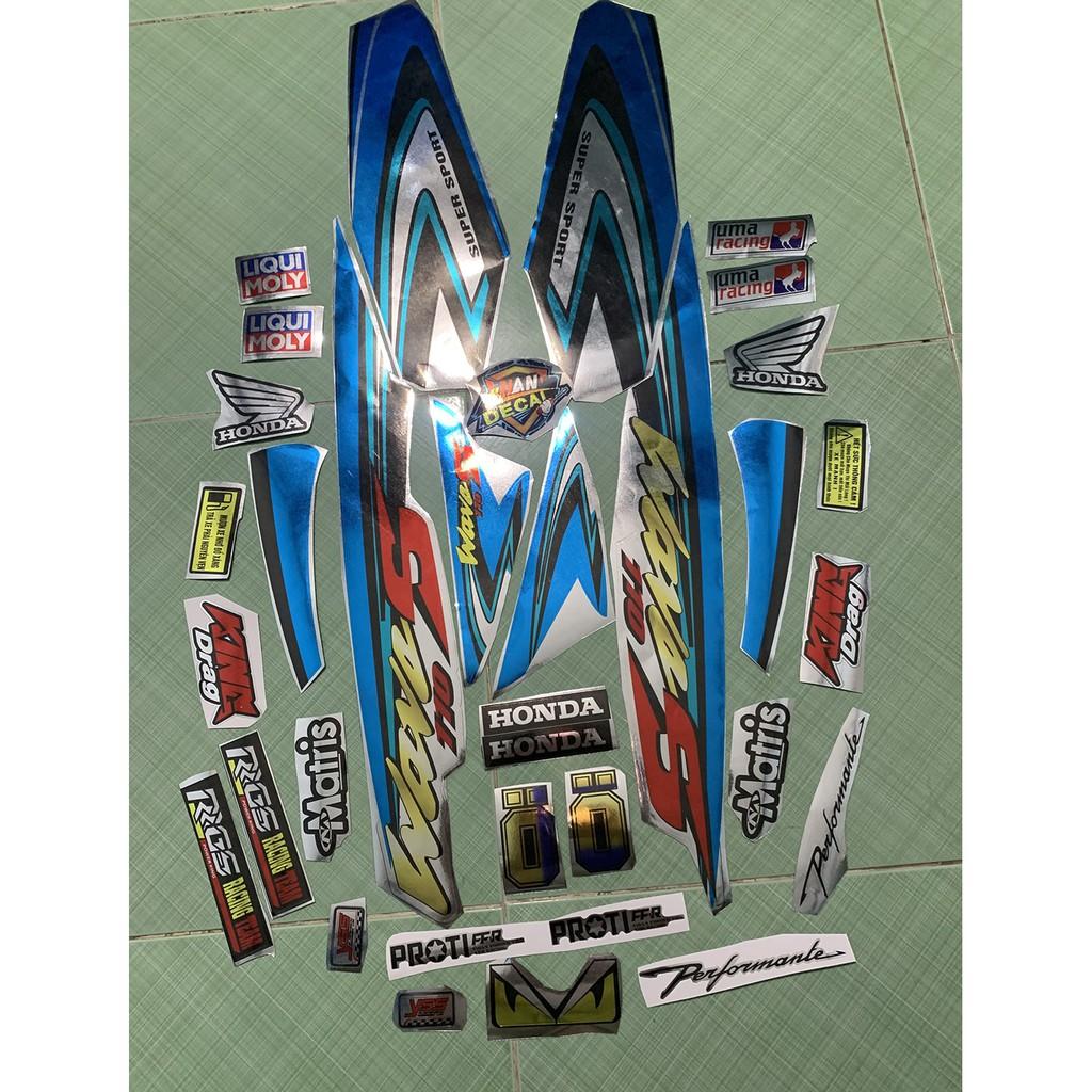 Tem wave 110 xanh đen crom