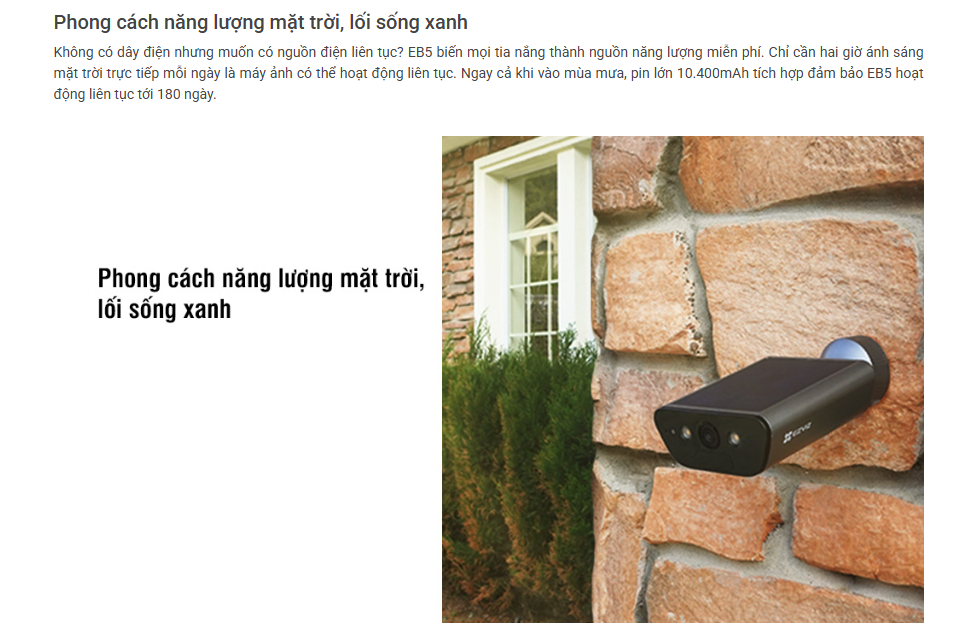 Camera Wifi dùng pin EZVIZ EB5 4K 8MP, nhận diện được người với AI, Phát hiện phương tiện, thú cưng - HÀNG CHÍNH HÃNG
