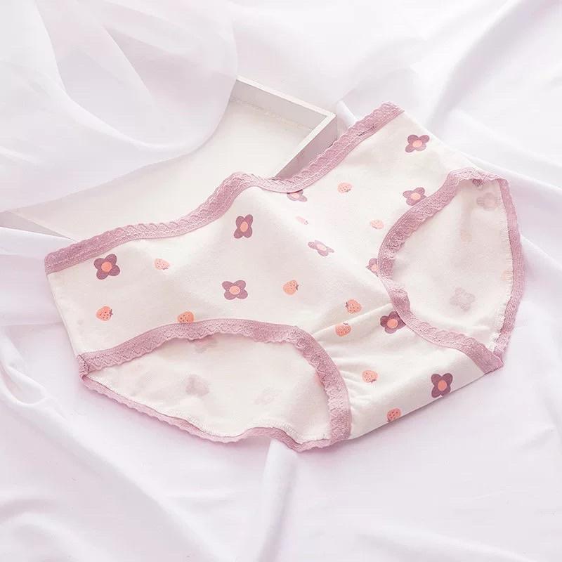 Quần Lót Nữ Cotton Nâng Mông Co Giãn hoạ tiết hoa tím siêu xinh QL02