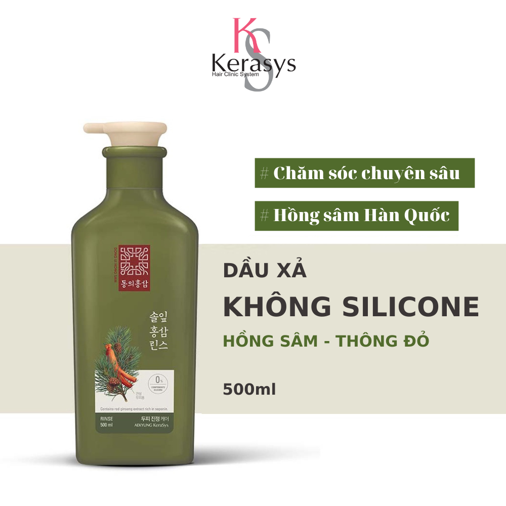 Dầu Xả Ngăn Ngừa Rụng Tóc Dành Cho Da Đầu Và Tóc Khô Kerasys Dong Ui Hồng Sâm Lá Thông Đỏ 500ml