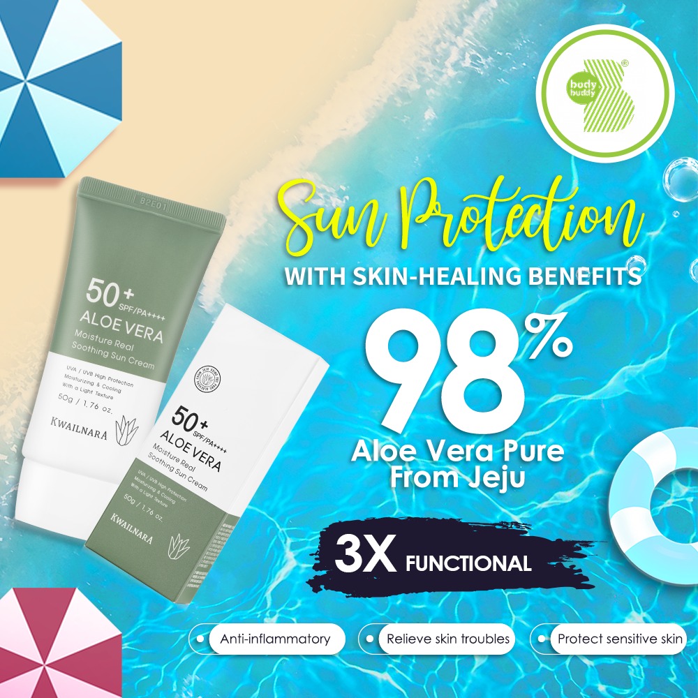 Kem chống nắng Lô hôi dịu da, kiềm dầu Kwailnara Aloe Vera Sun Cream SPF50+ PA++++ 50g