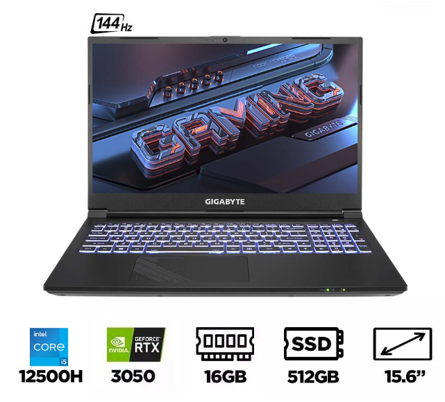 Laptop Gaming Gigabyte G5 GE-51VN213SH (i5-12500H, RTX 3050 4GB, Ram 16GB DDR4, SSD 512GB, 15.6 Inch IPS 144Hz FHD) - Hàng chính hãng