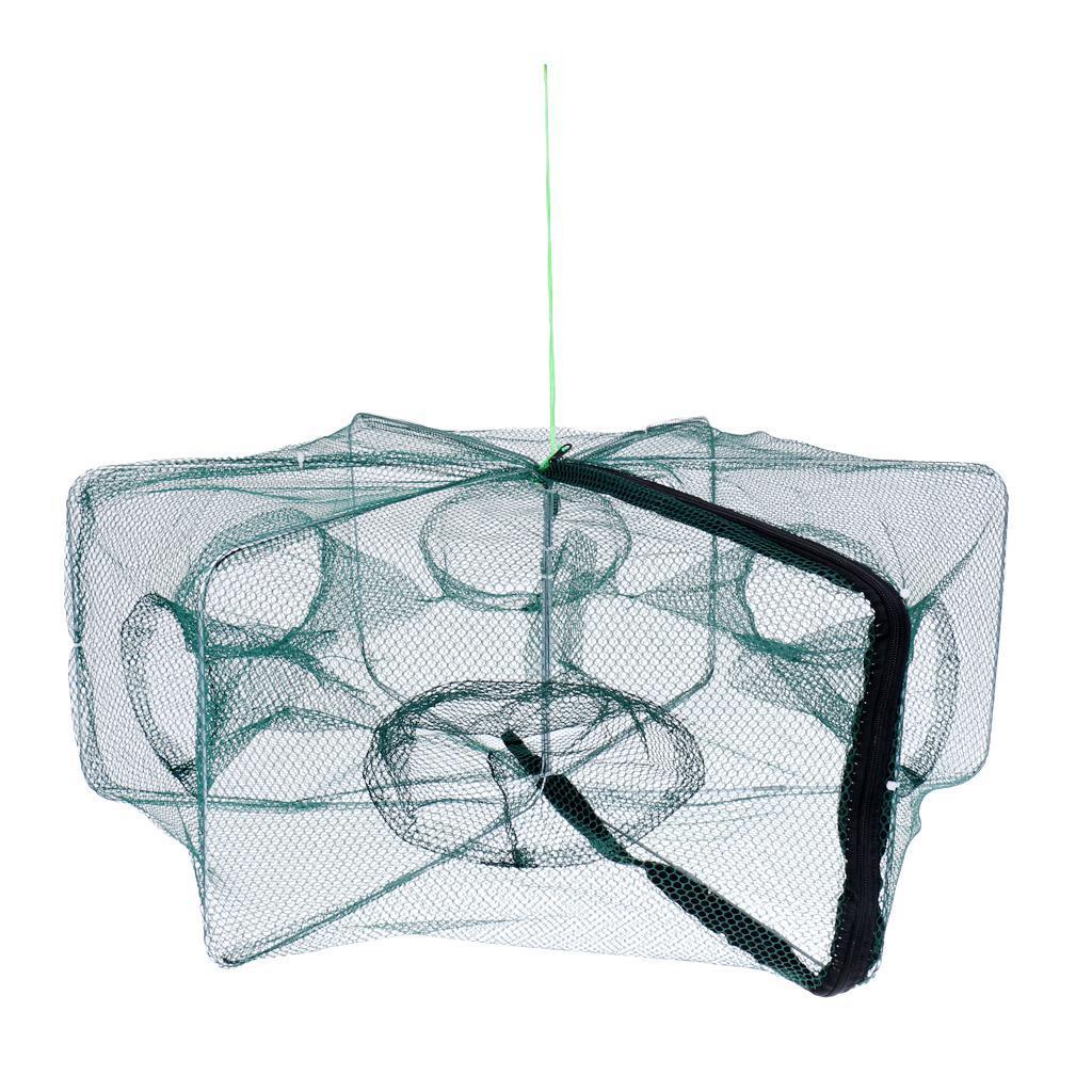4 Foldable Fishing Crab Net Trap Cast Dip Cage Fish Prawn Shrimp Net 6 Holes