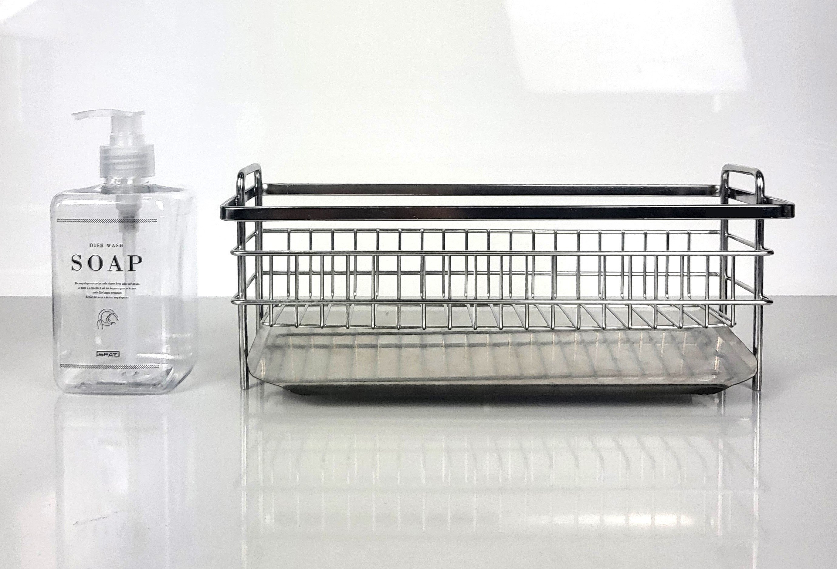Kệ Đựng dụng cụ Rửa Chén 304 WIDE RACK Kèm Hộp nhựa + Khay inox